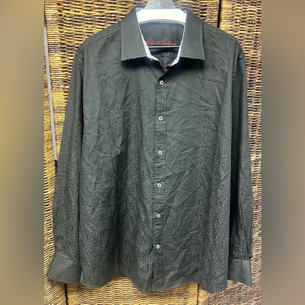 Robert Graham Black Textured Men's Shirt- 3XL